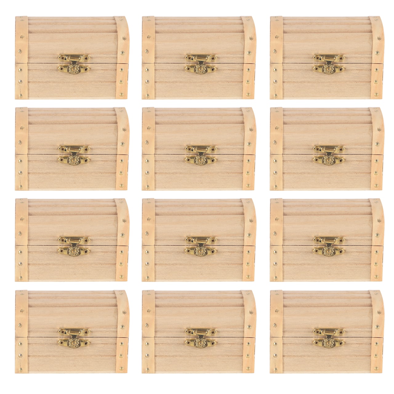 12 Pack: 3.5&#x22; Wood Treasure Chest by Make Market&#xAE;